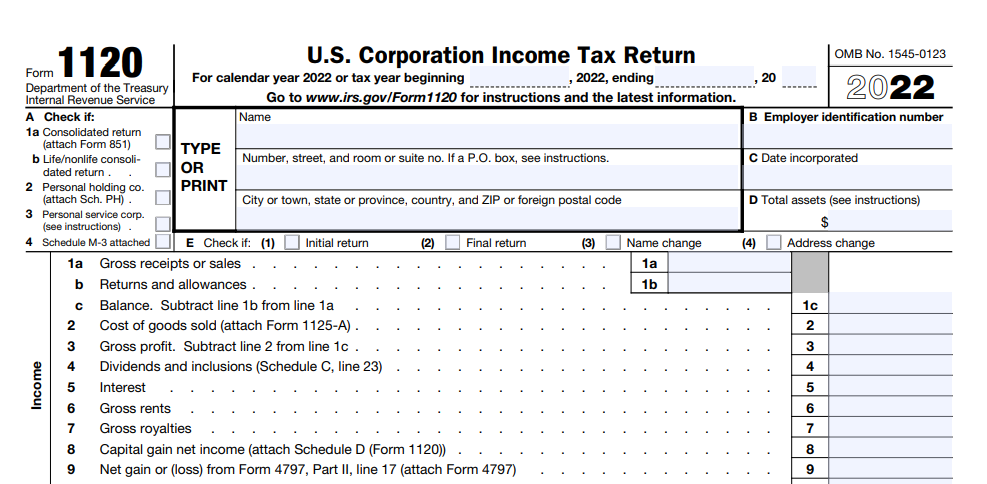 Form 1120 Download